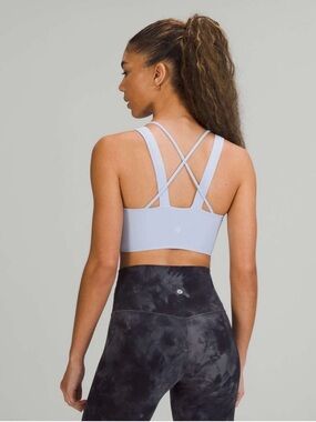 Lululemon Blue Linen Like a Cloud Longline Bra D/DD, size 8